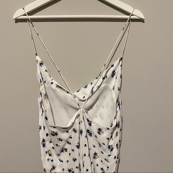 Samsøe Samsøe Dress White Blue Floral Motif Chiffon Apples Slip Maxi NWT - Picture 8 of 14